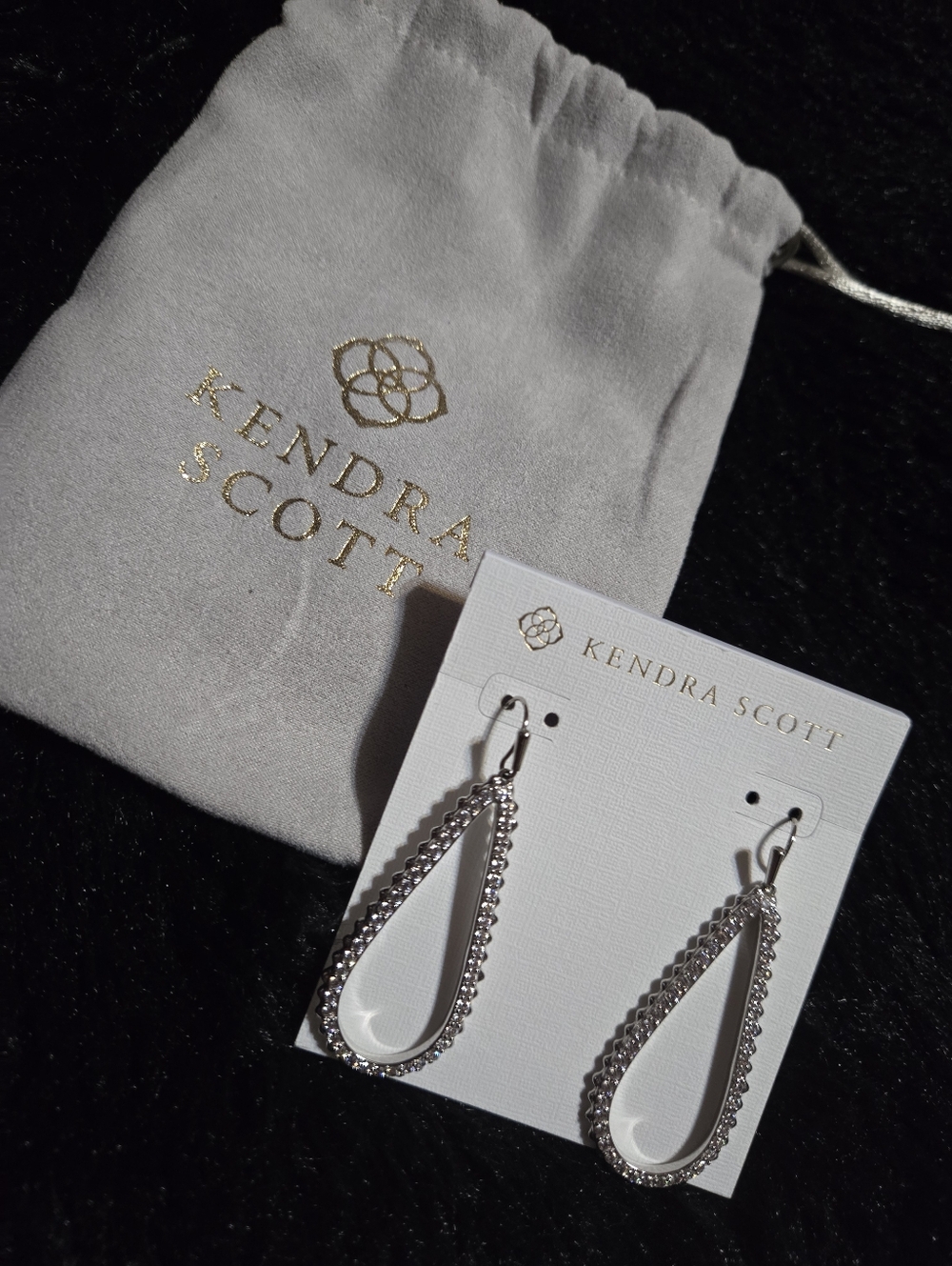 Kendra Scott Silver Crystal Teardrop Dangle Earrings
